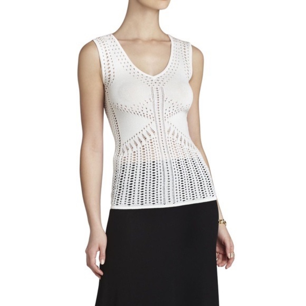 🤍 BCBG Max Azaria Tana Mixed Pointedly Tank Top Medium
